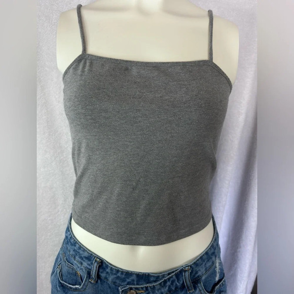 Vylette‎ Gray Crop Tank Top Basic Sleeveless Casual Everyday Top Size M - Picture 1 of 3